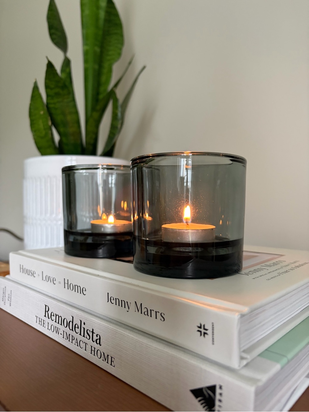 Vintage Iittala Marimekko Kivi Votive Candle Holders Smoke Grey - Set of 2